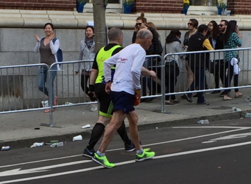 Kit about to turn on to Boylston